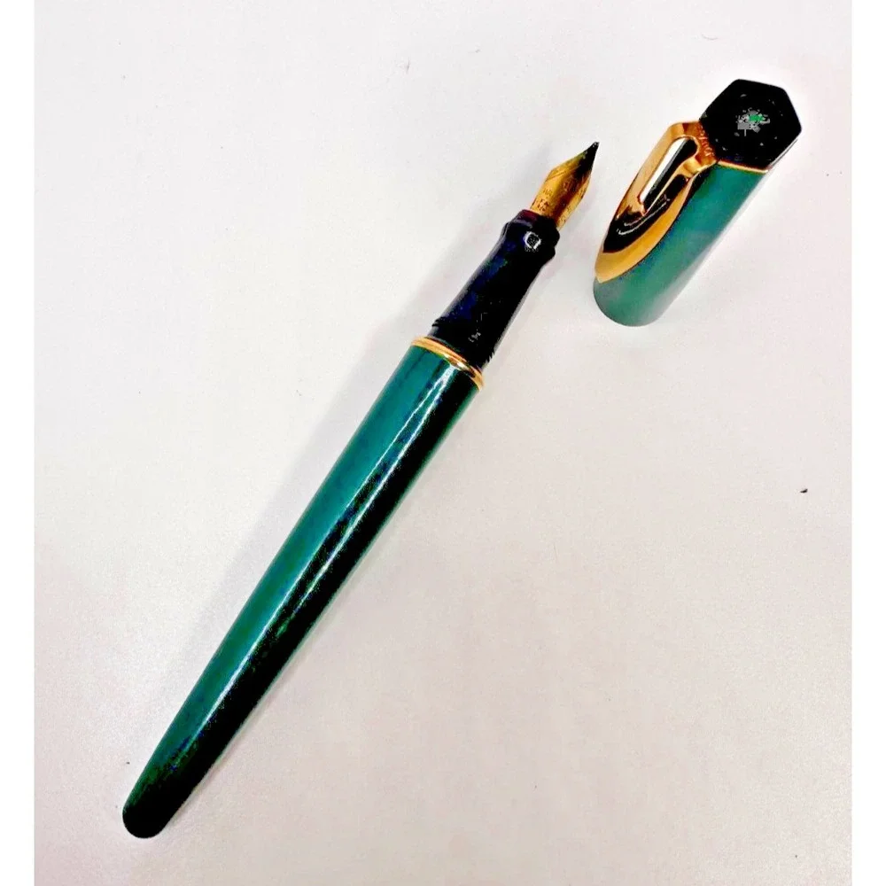Waterman Fountain Pen Solid Green Gold Nib Trim France